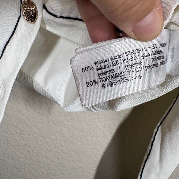 Zara Womens Size Small Cardigan Contrast Trims White Button Up Knit Long Sleeves - Picture 10 of 11